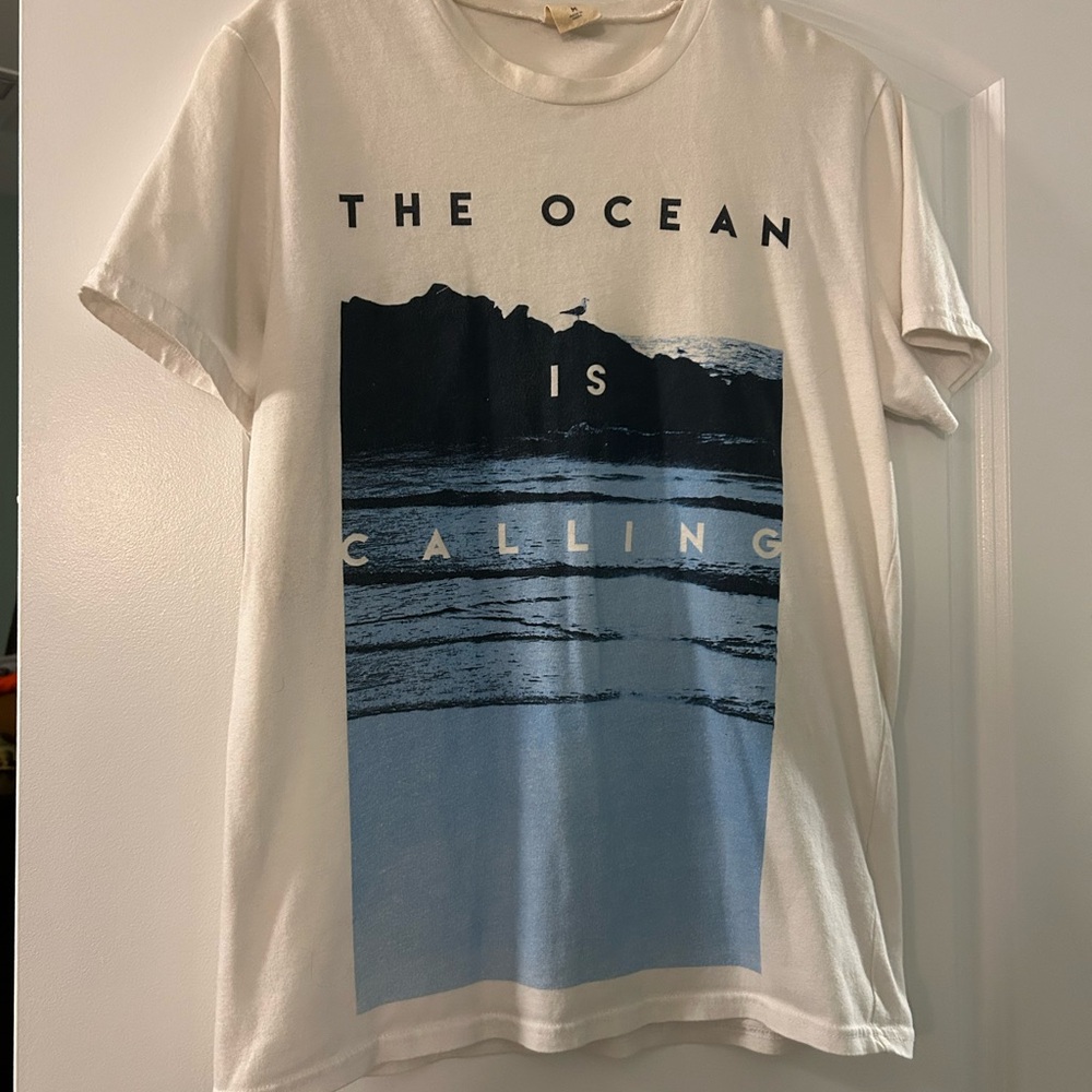 Hollister Cream T-Shirt with Blue Graphic